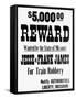 Five Thousand Dollar Reward Sign for Jesse and Frank James-null-Framed Stretched Canvas