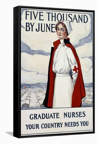 Five Thousand Nurses by June - Graduate Nurses Your Country Needs You Poster-Carl Rakeman-Framed Stretched Canvas