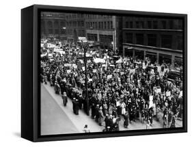 Five Thousand School Teachers Demonstrate in Downtown Chicago-null-Framed Stretched Canvas