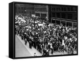 Five Thousand School Teachers Demonstrate in Downtown Chicago-null-Framed Stretched Canvas