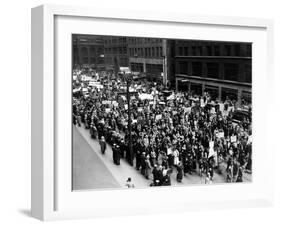 Five Thousand School Teachers Demonstrate in Downtown Chicago-null-Framed Photo