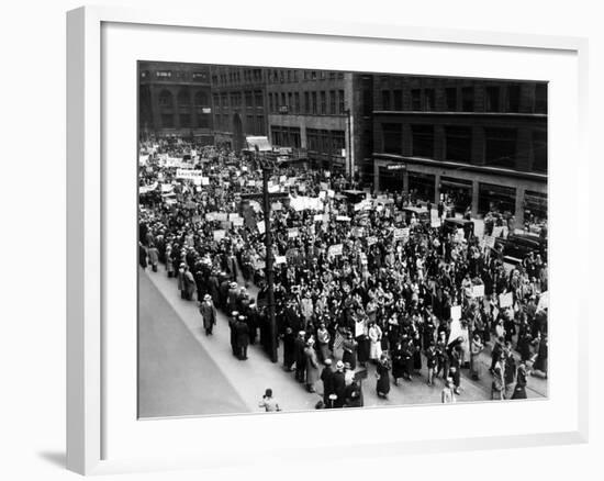 Five Thousand School Teachers Demonstrate in Downtown Chicago-null-Framed Photo