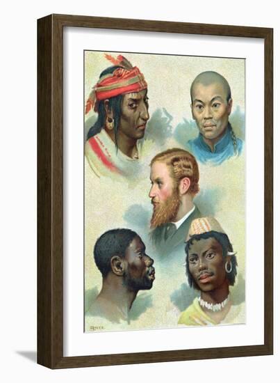 Five Types of the Human Race, Late 19th Century-null-Framed Giclee Print