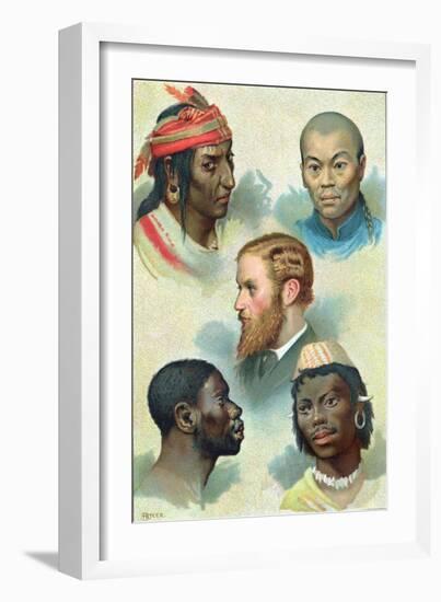 Five Types of the Human Race, Late 19th Century-null-Framed Giclee Print