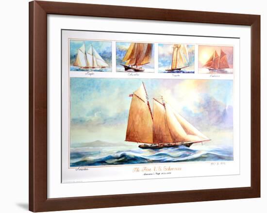 Five US Schooners 1851-1876-John Gable-Framed Collectable Print