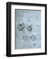 Five Views of a Foetus in the Womb, Facsimile Copy-Leonardo da Vinci-Framed Giclee Print