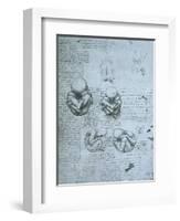 Five Views of a Foetus in the Womb, Facsimile Copy-Leonardo da Vinci-Framed Giclee Print