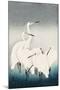 Five White Herons Standing in Water; Snow Falling-Koson Ohara-Mounted Giclee Print