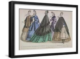 Five Women and a Child Wearing the Latest Autumn and Winter Fashions, 1864-null-Framed Giclee Print