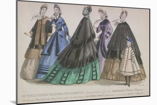 Five Women and a Child Wearing the Latest Autumn and Winter Fashions, 1864-null-Mounted Giclee Print