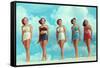 Five Women in Two-Piece Bathing Suits-null-Framed Stretched Canvas