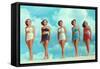 Five Women in Two-Piece Bathing Suits-null-Framed Stretched Canvas