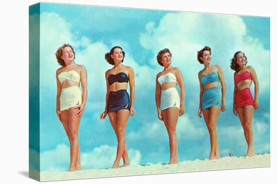 Five Women in Two-Piece Bathing Suits-null-Stretched Canvas