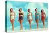 Five Women in Two-Piece Bathing Suits-null-Stretched Canvas