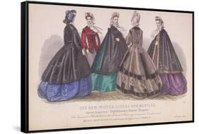 Five Women Wearing the Latest Winter Fashions, 1863-null-Framed Stretched Canvas