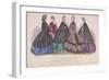 Five Women Wearing the Latest Winter Fashions, 1863-null-Framed Giclee Print