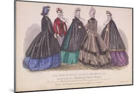 Five Women Wearing the Latest Winter Fashions, 1863-null-Mounted Giclee Print