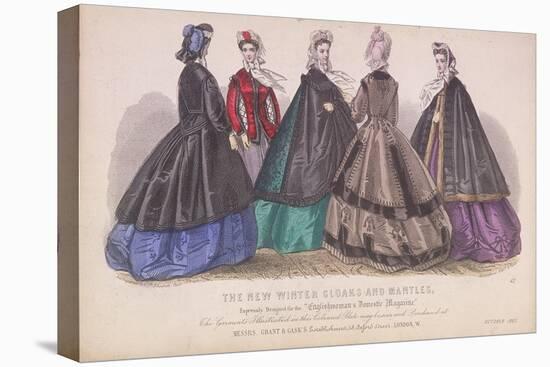 Five Women Wearing the Latest Winter Fashions, 1863-null-Stretched Canvas