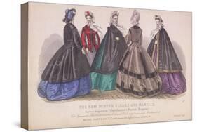 Five Women Wearing the Latest Winter Fashions, 1863-null-Stretched Canvas