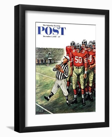 "Five Yard Penalty" Saturday Evening Post Cover, December 5, 1959-Constantin Alajalov-Framed Giclee Print