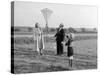 Five Year Old Boy with Mother and Father Fly a Kite, Ca. 1951-null-Stretched Canvas