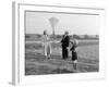 Five Year Old Boy with Mother and Father Fly a Kite, Ca. 1951-null-Framed Photographic Print