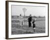Five Year Old Boy with Mother and Father Fly a Kite, Ca. 1951-null-Framed Photographic Print