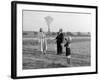 Five Year Old Boy with Mother and Father Fly a Kite, Ca. 1951-null-Framed Photographic Print