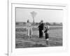 Five Year Old Boy with Mother and Father Fly a Kite, Ca. 1951-null-Framed Photographic Print