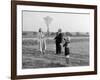 Five Year Old Boy with Mother and Father Fly a Kite, Ca. 1951-null-Framed Photographic Print