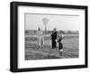 Five Year Old Boy with Mother and Father Fly a Kite, Ca. 1951-null-Framed Photographic Print