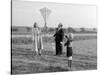 Five Year Old Boy with Mother and Father Fly a Kite, Ca. 1951-null-Stretched Canvas