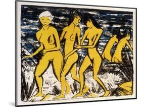 Five Yellow Nudes on the Water; Funf Gelbe Akte Am Wasser (Karsch 156A), 1921-Otto Muller or Mueller-Mounted Giclee Print