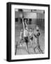 Five Young Boys Wearing Gym Clothes and Playing a Game of Basketball in the School Gym-null-Framed Photographic Print