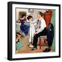 "Fixing Father's Tie", December 31, 1955-George Hughes-Framed Giclee Print