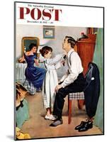 "Fixing Father's Tie" Saturday Evening Post Cover, December 31, 1955-George Hughes-Mounted Giclee Print