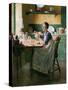 Fixing the lamp (or Woman in Kitchen)-Norman Rockwell-Stretched Canvas