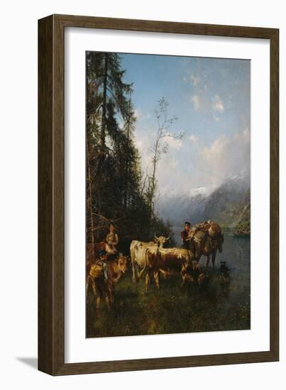 Fjord landscape with cows, 1883-Anders Askevold-Framed Giclee Print