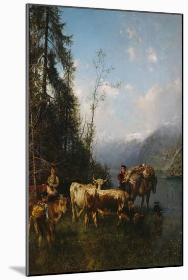 Fjord landscape with cows, 1883-Anders Askevold-Mounted Giclee Print