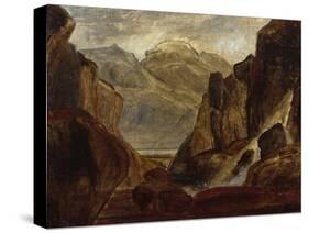 Fjord Landscape with Waterfall-Peder Balke-Stretched Canvas