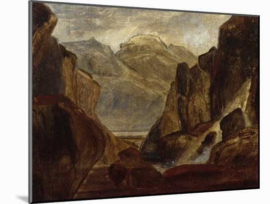 Fjord Landscape with Waterfall-Peder Balke-Mounted Giclee Print