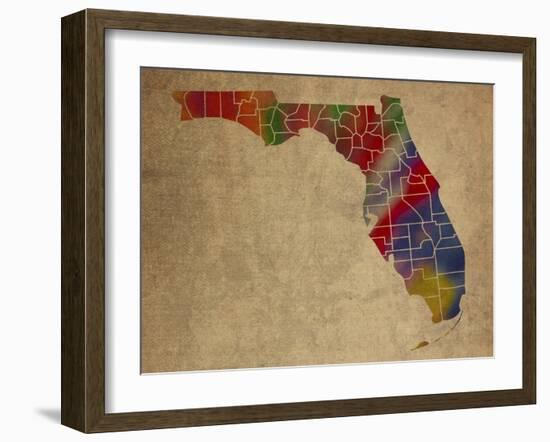 FL Colorful Counties-Red Atlas Designs-Framed Giclee Print