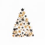 Christmas Composition. Christmas Tree Made of Golden and Black Decorations on White Background. Fla-Flaffy-Photographic Print