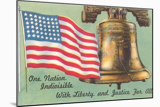 Flag and Liberty Bell-null-Mounted Art Print