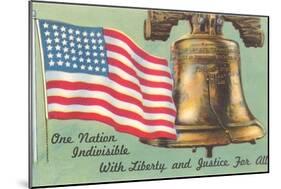 Flag and Liberty Bell-null-Mounted Art Print