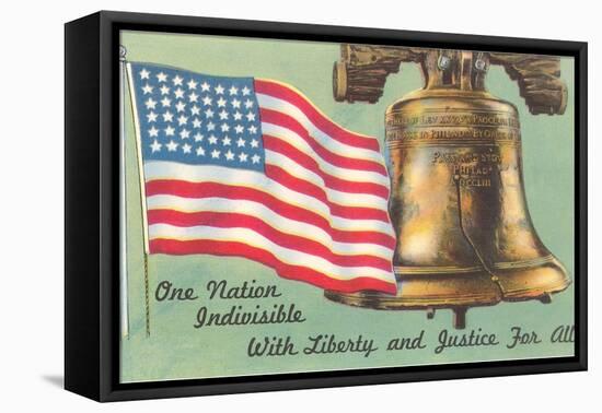 Flag and Liberty Bell-null-Framed Stretched Canvas