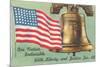 Flag and Liberty Bell-null-Mounted Premium Giclee Print