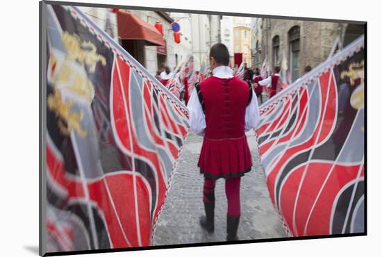 Flag Bearer in Medieval Festival of La Quintana, Ascoli Piceno, Le Marche, Italy-Ian Trower-Mounted Photographic Print