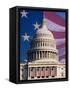 Flag Behind U.S. Capitol-Joseph Sohm-Framed Stretched Canvas