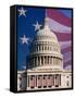 Flag Behind U.S. Capitol-Joseph Sohm-Framed Stretched Canvas